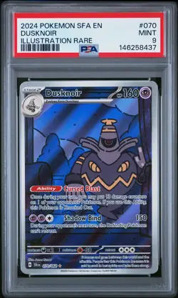 2024 POKEMON SFA EN-SHROUDED FABLE ILLUSTRATION RARE #070 DUSKNOIR PSA 9 - Image 1