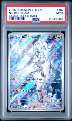 2025 POKEMON JTG EN-JOURNEY TOGETHER ILLUSTRATION RARE #167 N'S RESHIRAM PSA 9 - Image 1