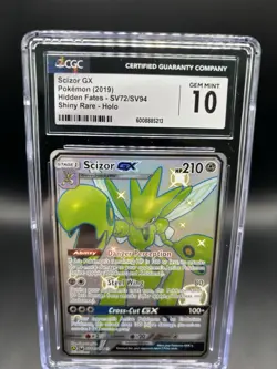 CGC 10 Scizor GX SV72/SV94 Hidden Fates Shiny Rare Pokemon 2019 - Image 2