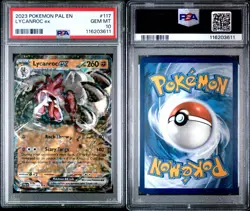 2023 POKEMON PAL EN #117 LYCANROC ex PSA 10 GEM MINT 💎🔥 - Image 3