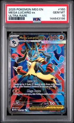 2025 POKEMON MEG EN-MEGA EVOLUTION ULTRA RARE #160 MEGA LUCARIO EX PSA 10 - Image 1