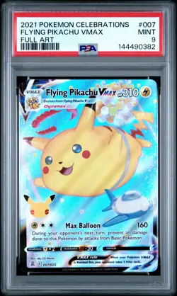 2021 POKEMON CELEBRATIONS #007 FULL ART/FLYING PIKACHU VMAX PSA 9 - Image 1