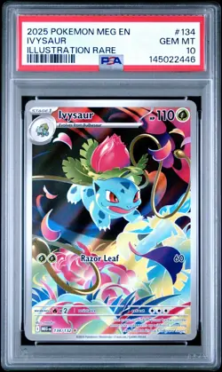 2025 Pokemon Mega MEG En Ivysaur Illustration Rare #134 PSA 10 Gem Mint - Image 1