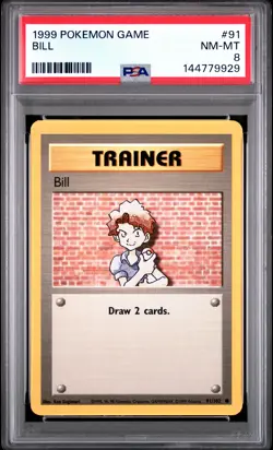 1999 POKEMON BASE SET UNLIMITED #91 BILL PSA 8 - Image 1