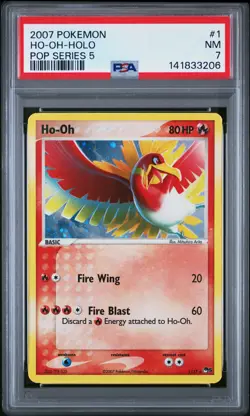 2007 POKEMON POP SERIES 5 #1 HO-OH-HOLO PSA 7 - Image 1