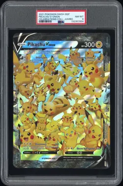 2021 POKEMON SWSH PROMO CELEBRATIONS COLLECTION-TAG JUMBO PIKACHU V-UNION PSA 8 - Image 1