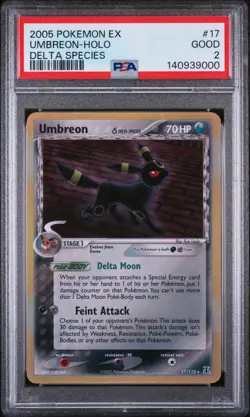 2005 POKEMON EX DELTA SPECIES #17 UMBREON-HOLO PSA 2 - Image 1