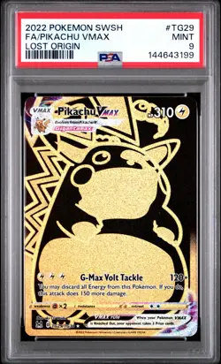 2022 POKEMON SWORD & SHIELD LOST ORIGIN #TG29 FULL ART/PIKACHU VMAX PSA 9 - Image 1