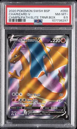 2020 POKEMON SWSH PROMO CHAMPION'S PATH ETB #050 CHARIZARD V PSA 8.5 - Image 1