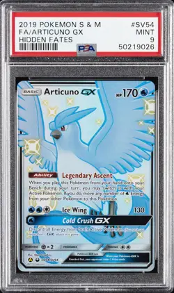 2019 POKEMON SUN & MOON HIDDEN FATES #SV54 FULL ART/ARTICUNO GX PSA 9 - Image 1