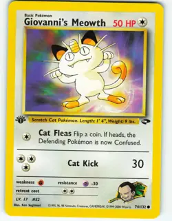 Giovanni's Meowth - 1st Edition - 74/132 Gym Challenge - Pokemon TCG - 2000 - Image 1