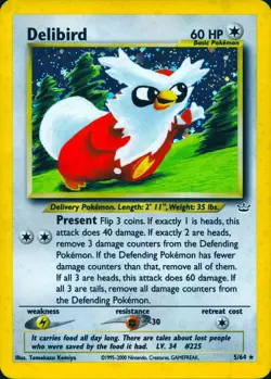 DELIBIRD 5/64 HOLO RARE NEO REVELATION POKEMON UNLIMITED HOLO MP - Image 1