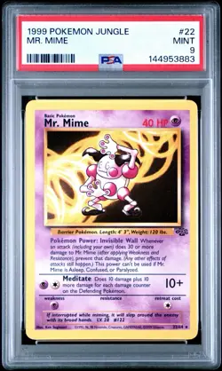 1999 Pokemon Jungle Mr. Mime #22 PSA 9 MINT - Image 1