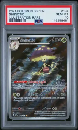 2024 POKEMON SSP EN-SURGING SPARKS ILLUSTRATION RARE #194 SHIINOTIC PSA 10 - Image 1