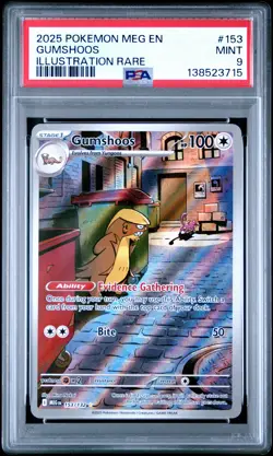 2025 POKEMON MEG EN-MEGA EVOLUTION ILLUSTRATION RARE #153 GUMSHOOS PSA 9 - Image 1