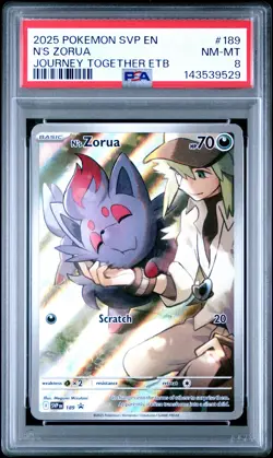 2025 POKEMON SVP EN-SV BLACK STAR PROMO #189 N'S ZORUA PSA 8 - Image 1