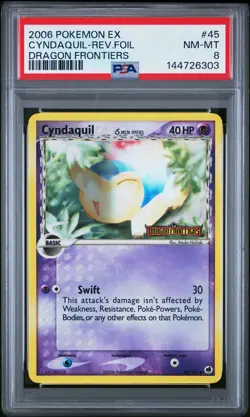2006 POKEMON EX DRAGON FRONTIERS #45 CYNDAQUIL-REVERSE FOIL PSA 8 - Image 1