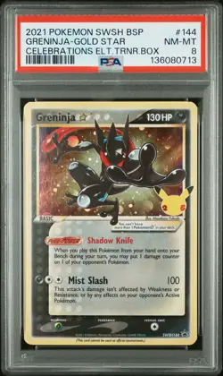 2021 POKEMON SWSH BLACK STAR PROMO #144 GRENINJA-GOLD STAR PSA 8 - Image 1