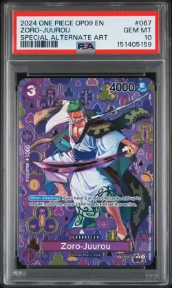 2024 ONE PIECE EMPERORS IN THE NEW WORLD SPECIAL ALT ART #067 ZORO-JUUROU PSA 10 - Image 1