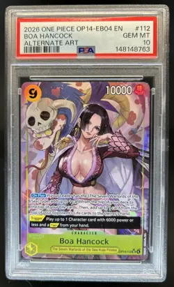 2026 One Piece Azure Sea's Seven Boa Hancock Super Rare Alt Art #OP14-112 PSA 10 - Image 1