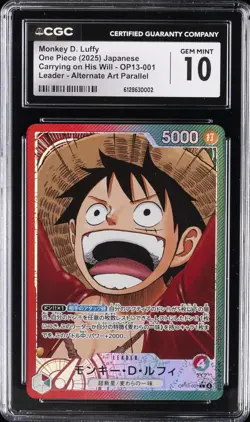 2025 ONE PIECE JPN CARRYING ON HIS WILL ALT ART #OP13-001 MONKEY D. LUFFY CGC 10 - Image 1