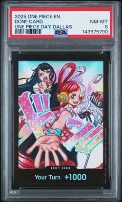 2025 ONE PIECE PROMOS ONE PIECE DAY DALLAS DON!! CARD PSA 8 - Image 1
