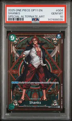 2025 ONE PIECE OP11-A FIST OF DIVINE SPEED SPECIAL ALTERNATE ART SHANKS PSA 10 - Image 1