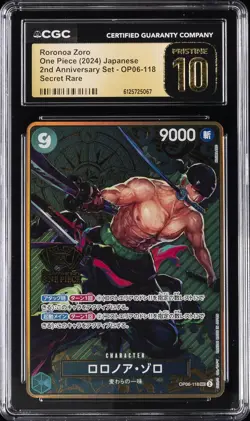 2024 ONE PIECE JPN 2ND ANNIV SECRET RARE #OP06-118 RORONOA ZORO CGC 10 PRISTINE - Image 1