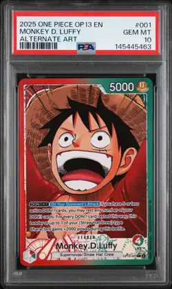 2025 ONE PIECE OP13-CARRYING ON HIS WILL ALTERNATE ART MONKEY D. LUFFY PSA 10 - Image 1