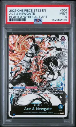 2025 ONE PIECE STARTER DECK ST22-ACE & NEWGATE ALT ART #001 ACE & NEWGATE PSA 9 - Image 1