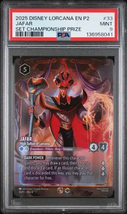 2025 DISNEY LORCANA EN P2-PROMO REIGN OF JAFAR SET CHAMP PRIZE #33 JAFAR PSA 9 - Image 1