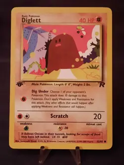 Pokemon Card Diglett 52/82 Team Rocket-1st Edition Regular VLP-NM - Image 1
