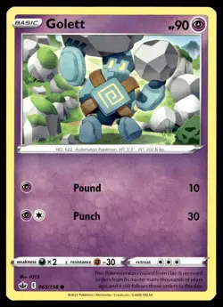 Golett 65/198 Pokemon Card Chilling Reign Common 90 HP Near Mint J29 - Image 1