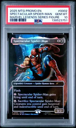 2025 MTG PROMOS MARVEL LEGENDS SER FIGURE #0002 SPECTACULAR SPIDER-MAN PSA 10 - Image 1