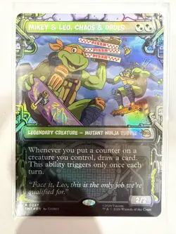 2026 MTG TMNT #247 Mikey & Leo, Chaos & Order (Showcase Foil) - Image 1