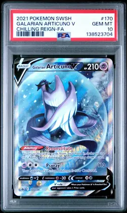 2021 POKEMON SWORD & SHIELD CHILLING REIGN FULL ART/GALARIAN ARTICUNO V PSA 10 - Image 1