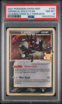2021 POKEMON SWSH PROMO CELEBRATIONS ETB #144 GRENINJA-GOLD STAR PSA 8 - Image 1
