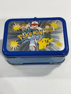 Pokemon Vintage Tin With Energy Cards and Vintage Playing Card Deck Keychain Lot - Image 1