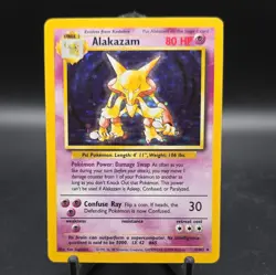Pokemon TCG Alakazam Base Set 1/102 Holo Unlimited Holo Rare Card Vintage WOTC - Image 1