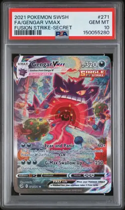2021 POKEMON SWORD & SHIELD FUSION STRIKE SECRET FULL ART/GENGAR VMAX PSA 10 - Image 1