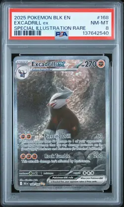 2025 POKEMON BLK EN-BLACK BOLT SPECIAL ILLUSTRATION RARE #168 EXCADRILL EX PSA 8 - Image 1