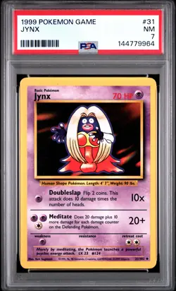 1999 POKEMON BASE SET UNLIMITED #31 JYNX PSA 7 - Image 1