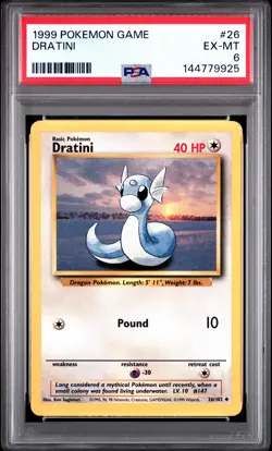 1999 POKEMON BASE SET UNLIMITED #26 DRATINI PSA 6 - Image 1
