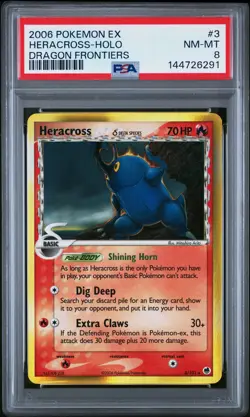 2006 POKEMON EX DRAGON FRONTIERS #3 HERACROSS-HOLO PSA 8 - Image 1