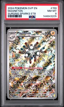 2024 POKEMON SVP EN-SV BLACK STAR PROMO #159 MAGNETON PSA 8 - Image 1