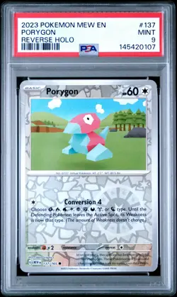 2023 POKEMON MEW EN-151 REVERSE HOLO #137 PORYGON PSA 9 - Image 1