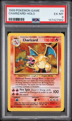 1999 POKEMON GAME #4 CHARIZARD-HOLO PSA 6 - Image 1