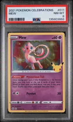 2021 POKEMON CELEBRATIONS #011 MEW PSA 8 - Image 1