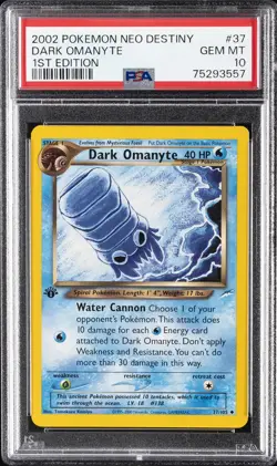 2002 POKEMON NEO DESTINY 1ST EDITION #37 DARK OMANYTE PSA 10 - Image 1