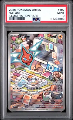 2025 POKEMON DRI EN-DESTINED RIVALS ILLUSTRATION RARE #197 ROTOM PSA 9 - Image 1